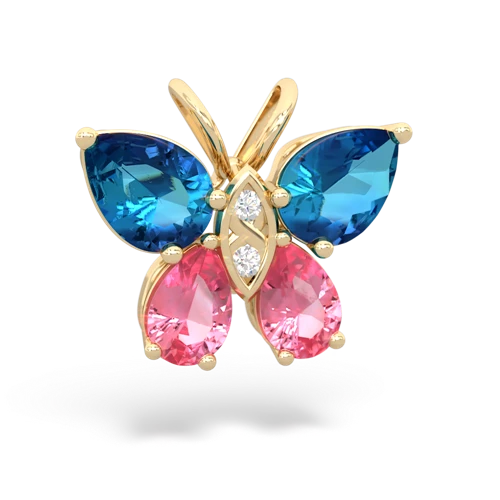 london topaz-pink sapphire butterfly pendant
