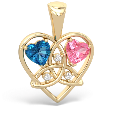 london topaz-pink sapphire celtic heart pendant