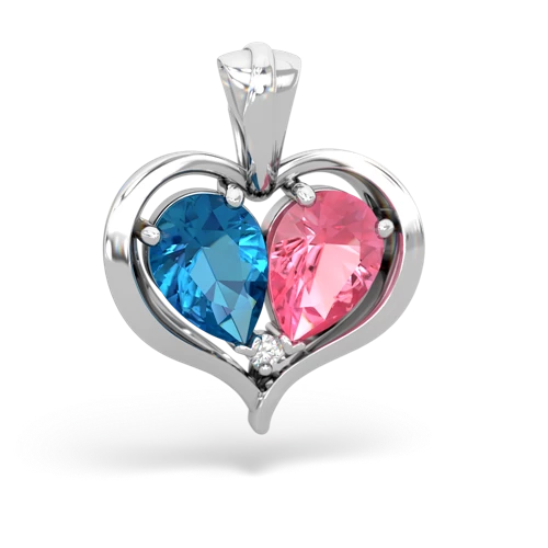 london topaz-pink sapphire half heart whole pendant