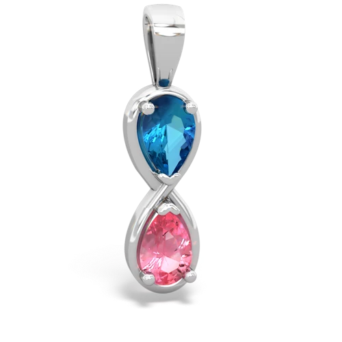 london topaz-pink sapphire infinity pendant