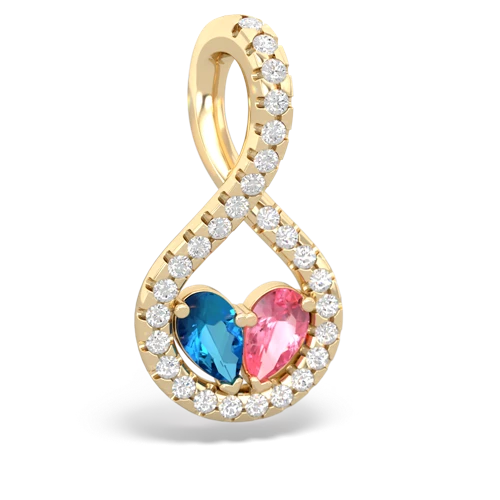 london topaz-pink sapphire pave twist pendant