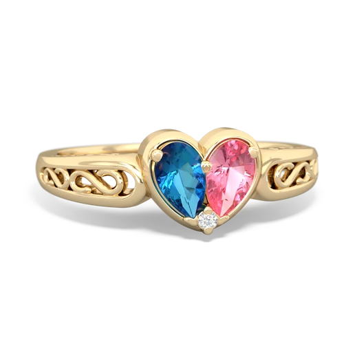 london topaz-pink sapphire filligree ring
