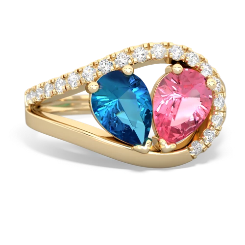 london topaz-pink sapphire pave heart ring