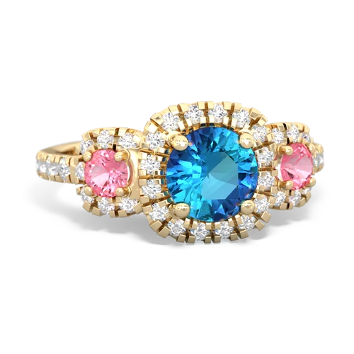 london topaz-pink sapphire three stone regal ring