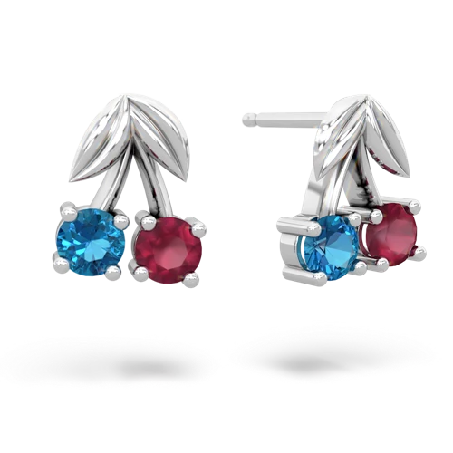 london topaz-ruby cherries earrings