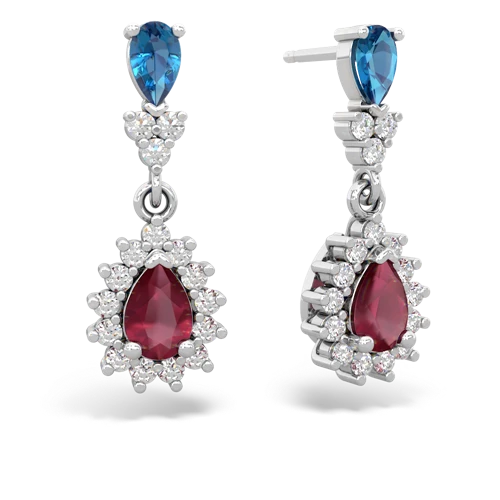 london topaz-ruby dangle earrings