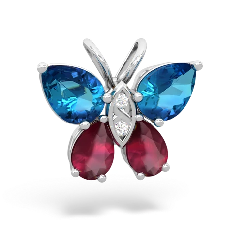 london topaz-ruby butterfly pendant