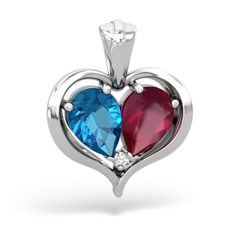 london topaz-ruby half heart whole pendant