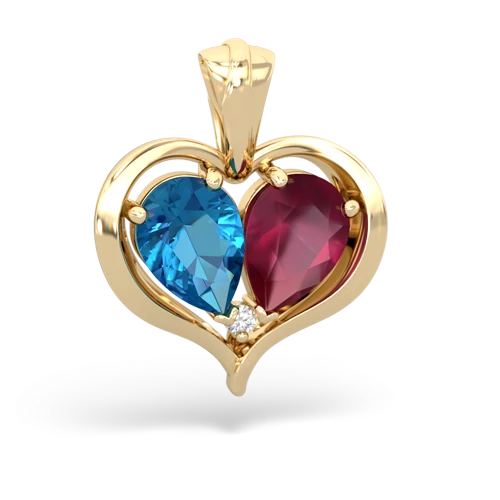 london topaz-ruby half heart whole pendant
