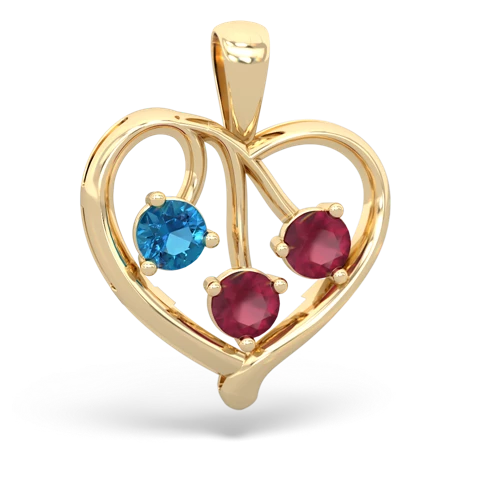 london topaz-ruby love heart pendant