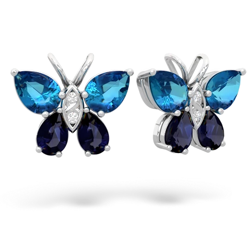 london topaz-sapphire butterfly earrings