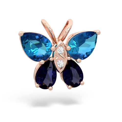 london topaz-sapphire butterfly pendant