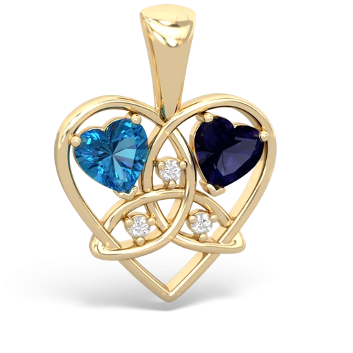 london topaz-sapphire celtic heart pendant