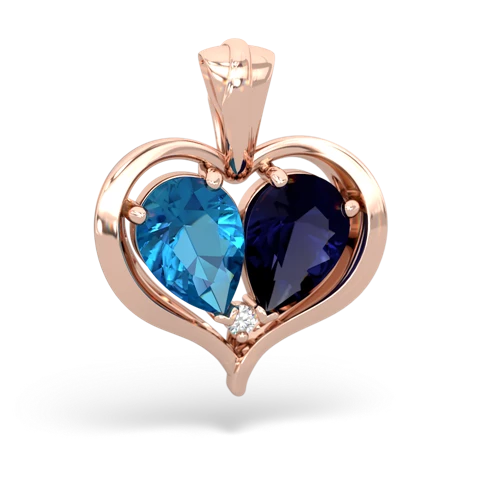 london topaz-sapphire half heart whole pendant