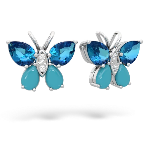 london topaz-turquoise butterfly earrings