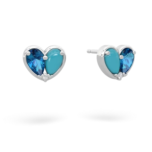 london topaz-turquoise one heart earrings