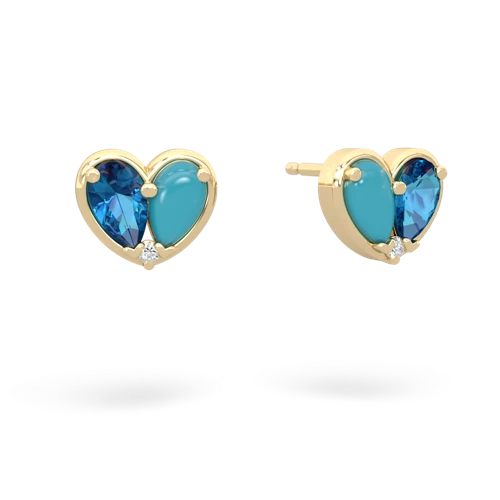 london topaz-turquoise one heart earrings