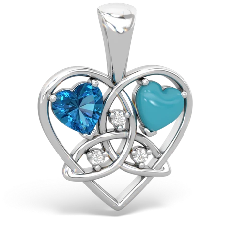 london topaz-turquoise celtic heart pendant