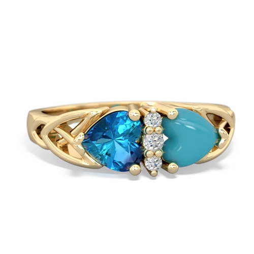 london topaz-turquoise celtic ring