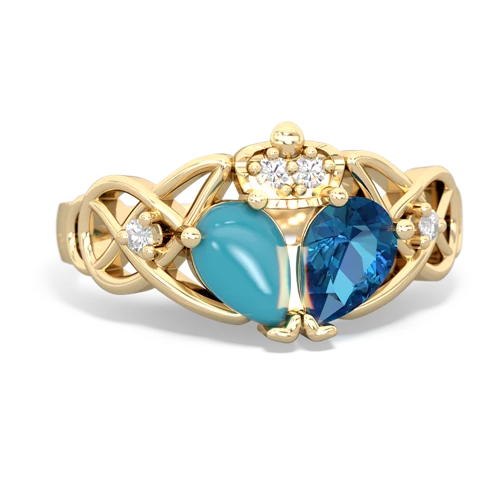 london topaz-turquoise claddagh ring