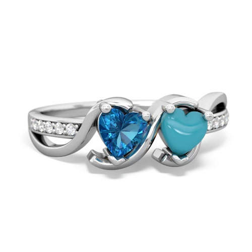 london topaz-turquoise double heart ring