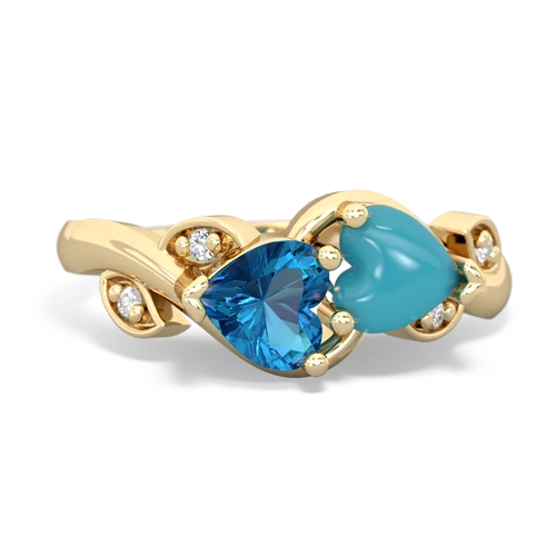 london topaz-turquoise floral keepsake ring