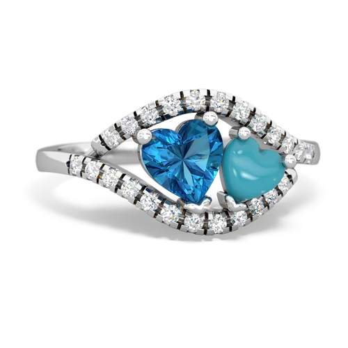 london topaz-turquoise mother child ring
