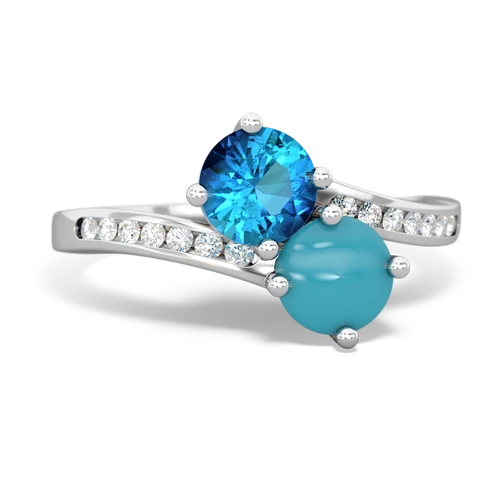 london topaz-turquoise two stone channel ring