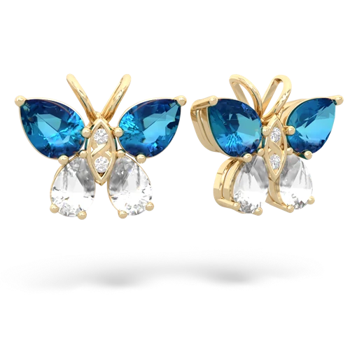london topaz-white topaz butterfly earrings