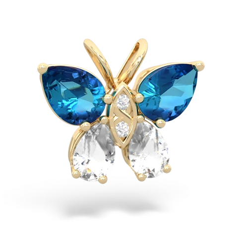 london topaz-white topaz butterfly pendant