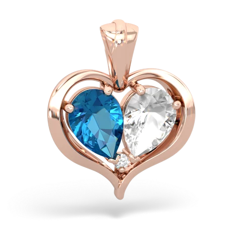 london topaz-white topaz half heart whole pendant