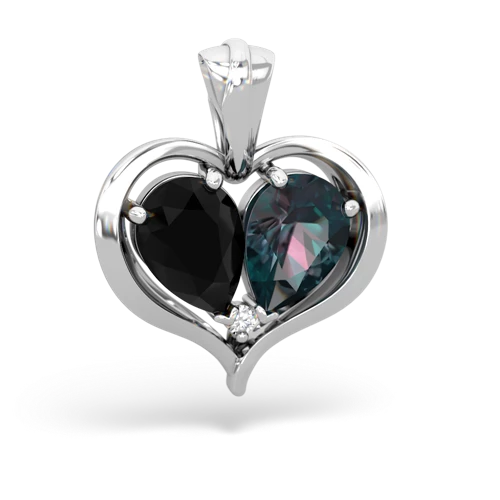 onyx-alexandrite half heart whole pendant