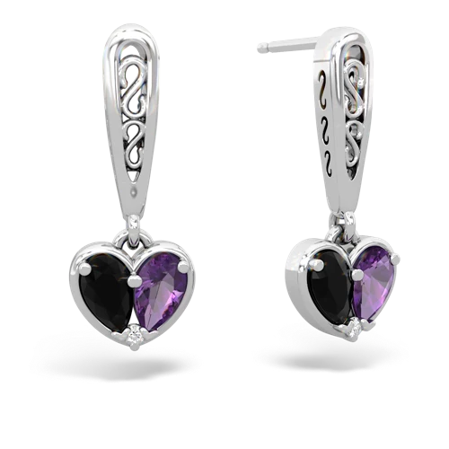 onyx-amethyst filligree earrings