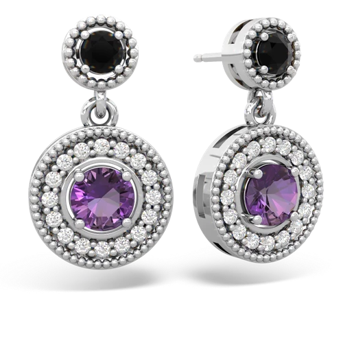 onyx-amethyst halo earrings