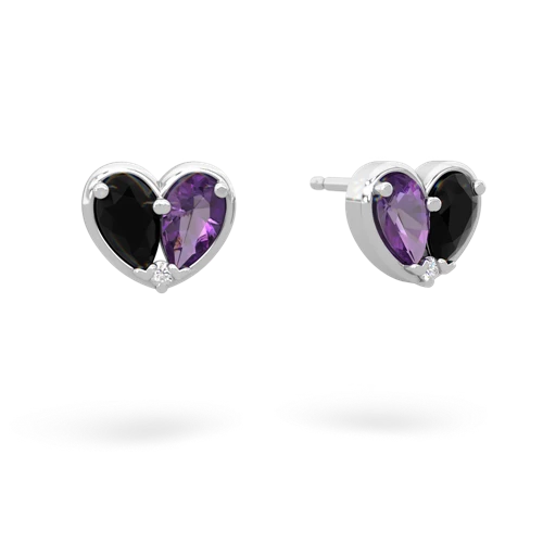 onyx-amethyst one heart earrings