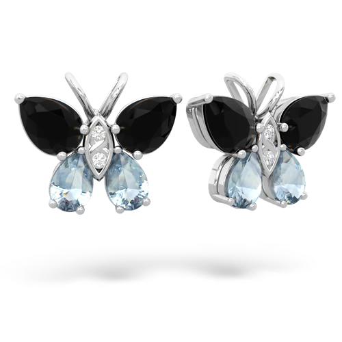 onyx-aquamarine butterfly earrings