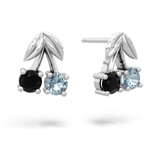 onyx-aquamarine cherries earrings