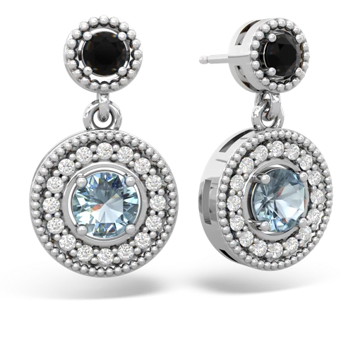 onyx-aquamarine halo earrings