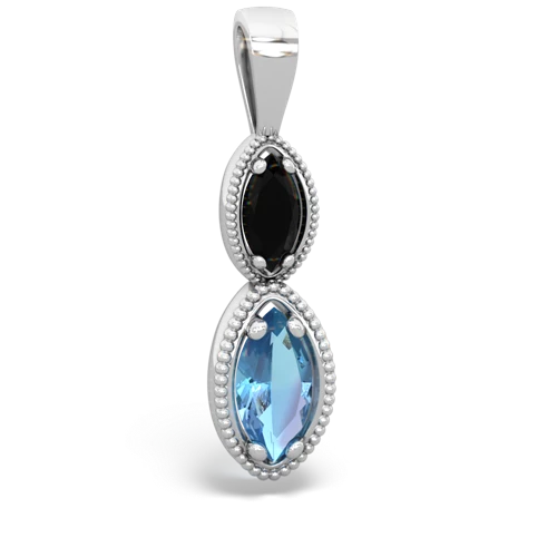 onyx-blue topaz antique milgrain pendant