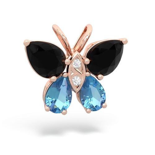 onyx-blue topaz butterfly pendant