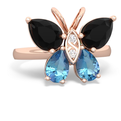 onyx-blue topaz butterfly ring