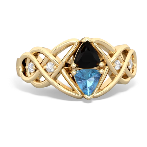 onyx-blue topaz celtic knot ring