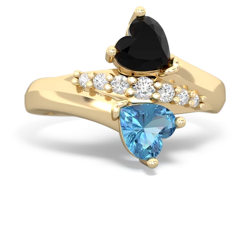 onyx-blue topaz modern ring