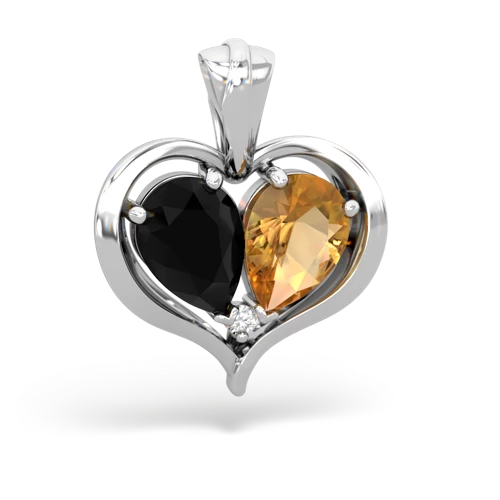 onyx-citrine half heart whole pendant