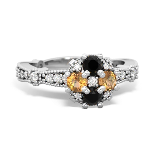 onyx-citrine art deco engagement ring