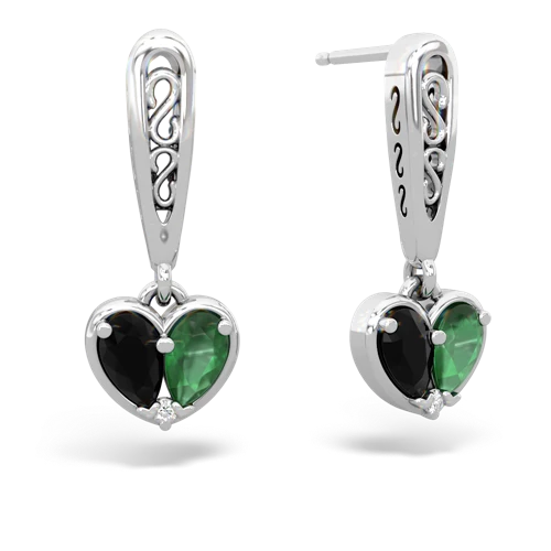 onyx-emerald filligree earrings