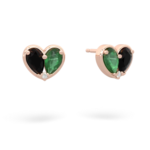 onyx-emerald one heart earrings