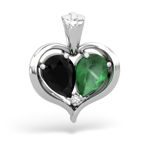 onyx-emerald half heart whole pendant