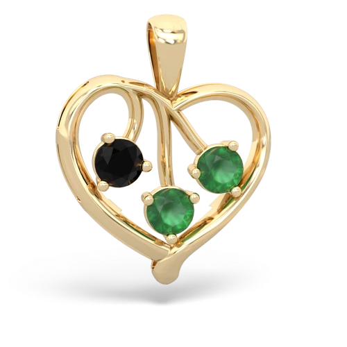 onyx-emerald love heart pendant