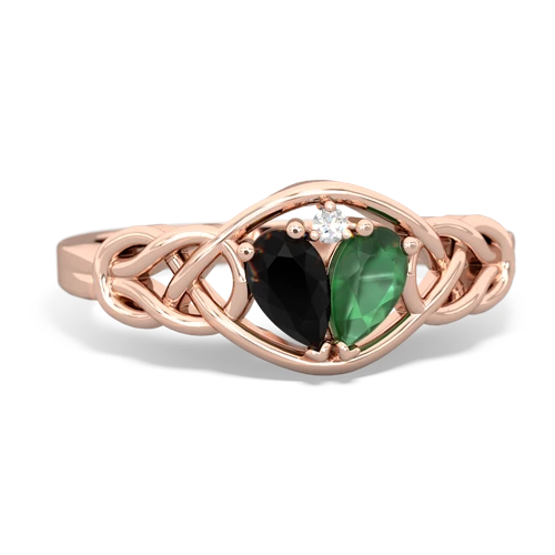 onyx-emerald celtic knot ring